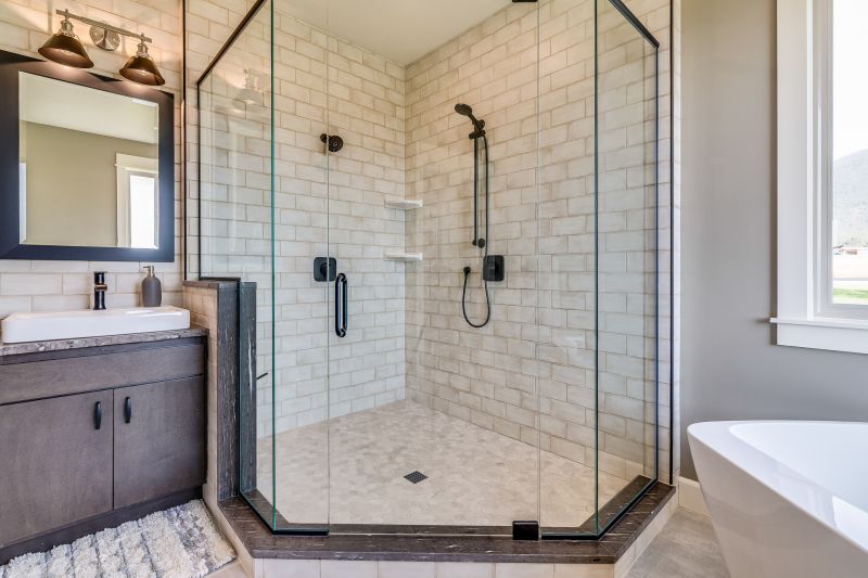 Glass Enclosed Shower with Compact Fixtures